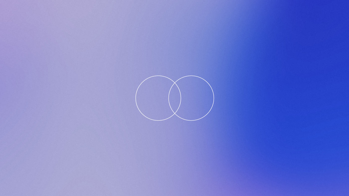 Two white intersecting circles on a gradient, evoking tcm and acupuncture harmony.