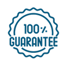 Blue circular badge with "100% GUARANTEE"—perfect for acupuncture or TCM services.