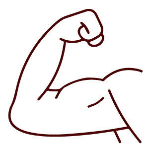 Outline of a flexed human arm showing a bicep muscle, inspired by TCM principles.