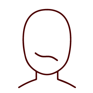 Line drawing of a head and shoulders with an asymmetrical wavy mouth, inspired by TCM.