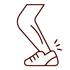 Line drawing of a lower leg and foot with pain, ideal for TCM or acupuncture illustrations.