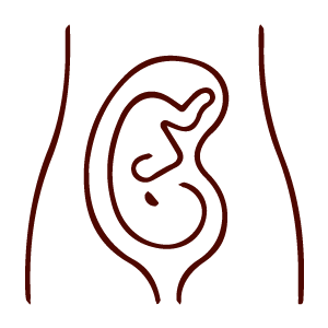 Simple line drawing of a fetus in a uterus, inspired by TCM and acupuncture principles.